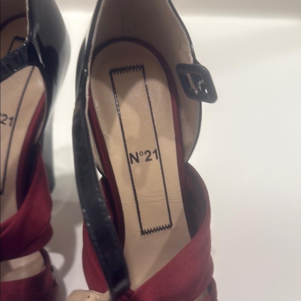 Red and Silver Heels with Ankle Straps